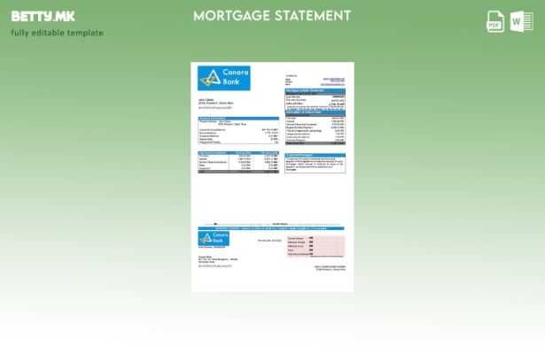 Модерен стил на India Canara Bank за хипотека шаблон за Word и PDF